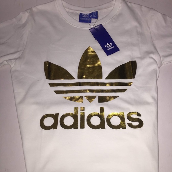 🚨SALE🚨 NWT WHITE ADIDAS TREFOIL SHIRT - Picture 4 of 5